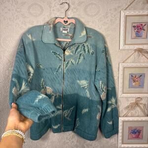 vintage fleece soft cozy zip up sweat shirt